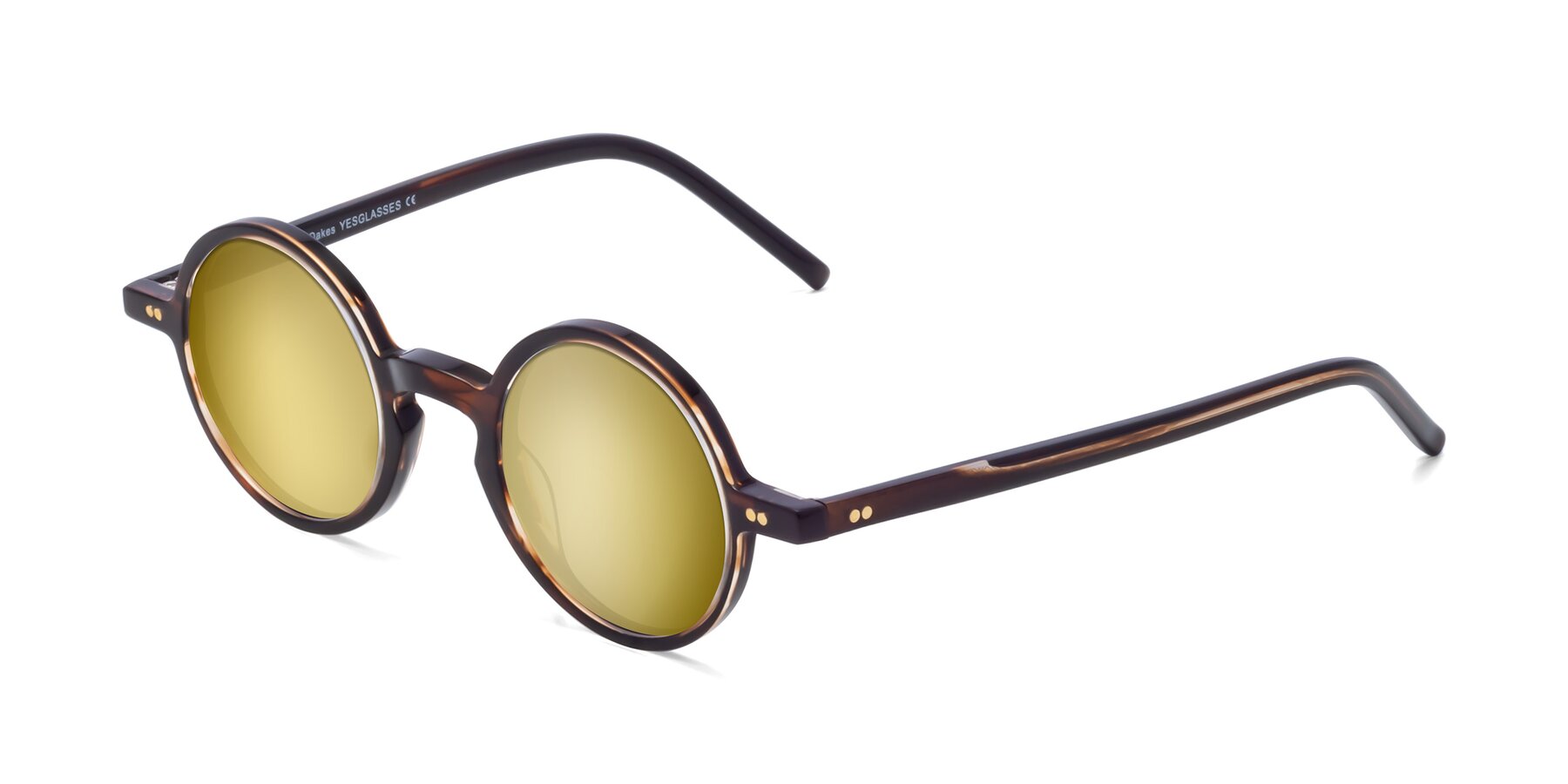 Angle of Oakes in Deep Brown Tortoise with Gold Mirrored Lenses