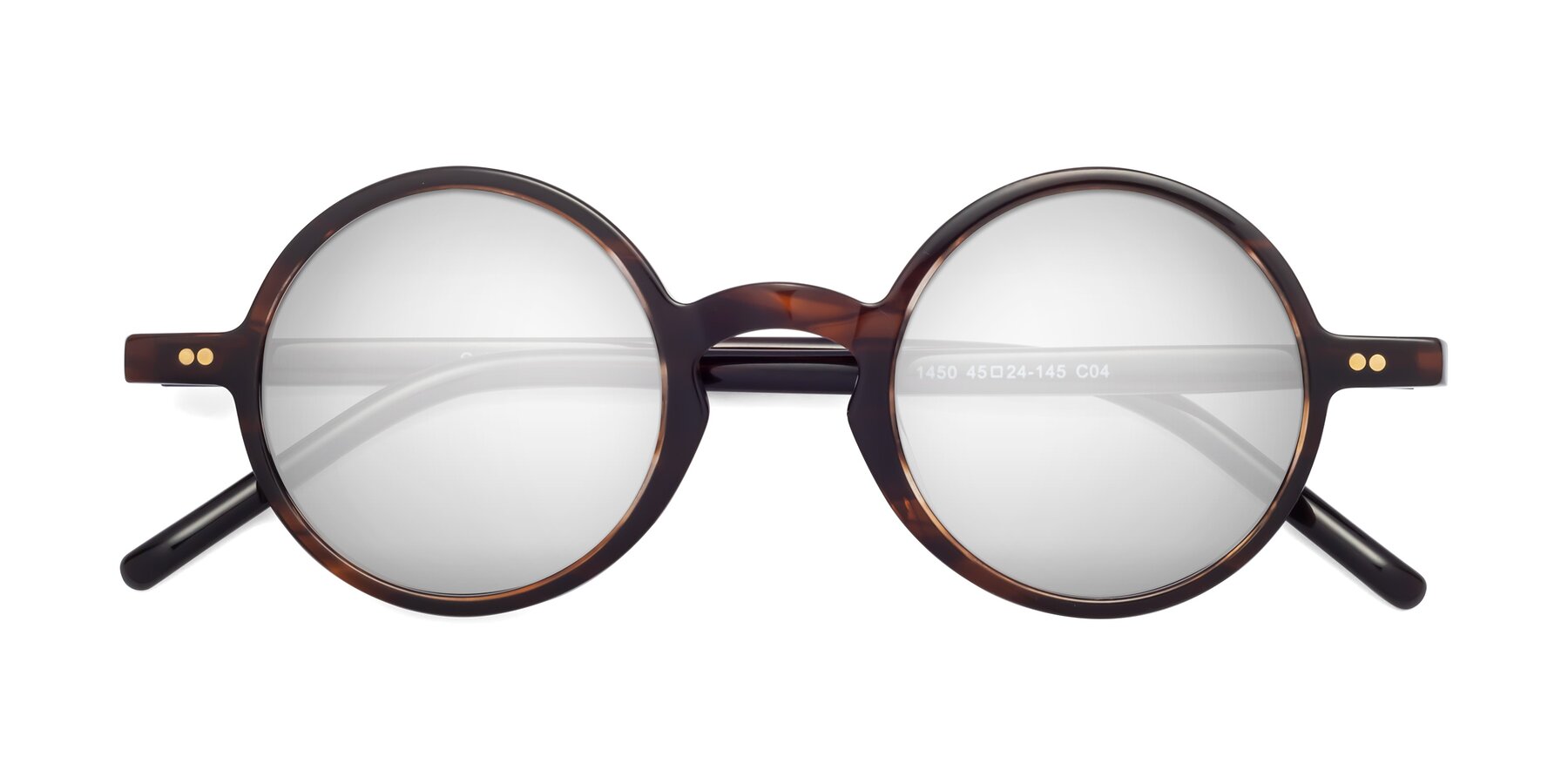 Folded Front of Oakes in Deep Brown Tortoise with Silver Mirrored Lenses