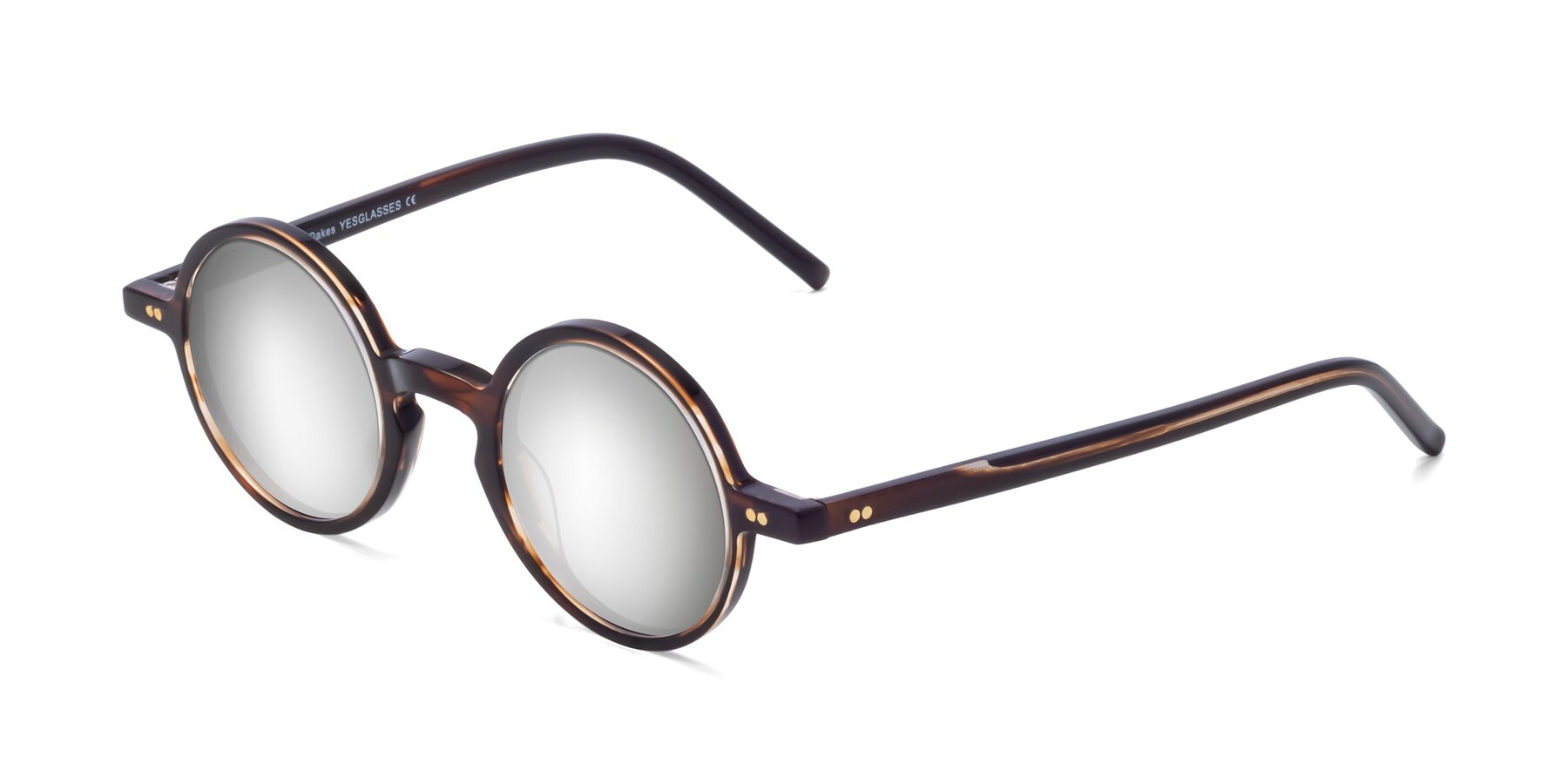 Angle of Oakes in Deep Brown Tortoise with Silver Mirrored Lenses