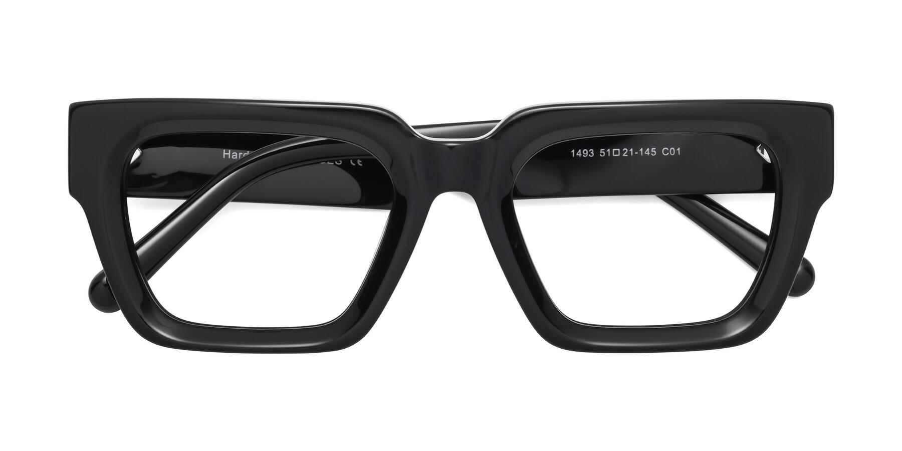 Folded Front of Hardy in Black with Clear Blue Light Blocking Lenses