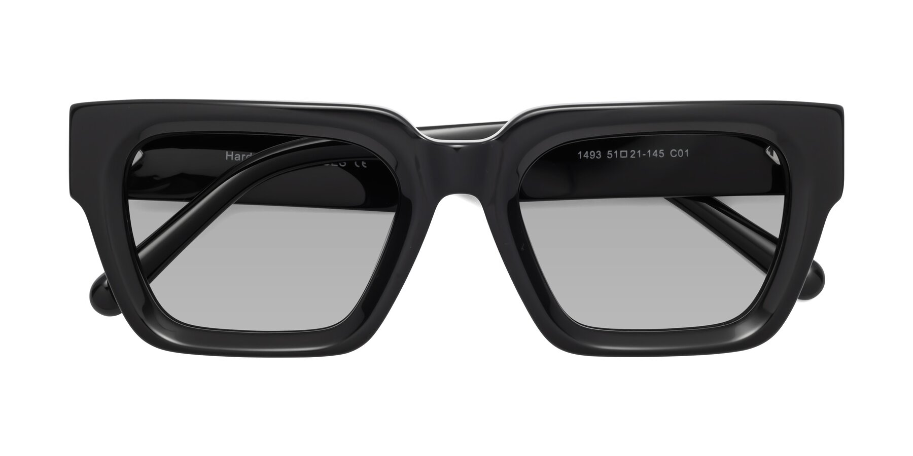 Folded Front of Hardy in Black with Light Gray Tinted Lenses