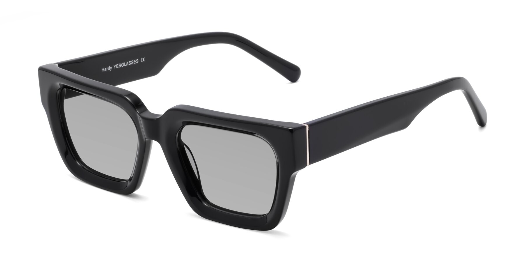 Angle of Hardy in Black with Light Gray Tinted Lenses