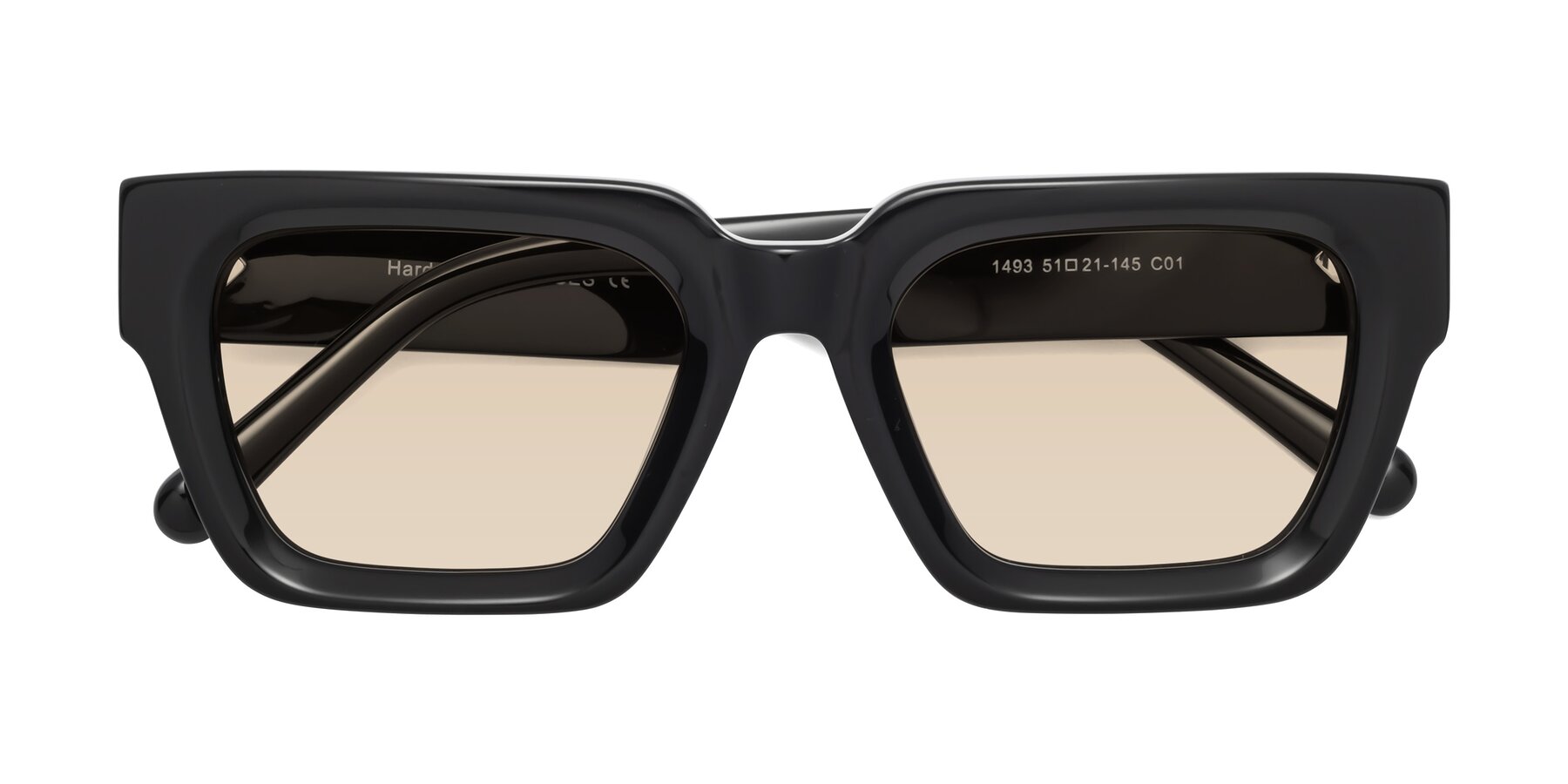 Folded Front of Hardy in Black with Light Brown Tinted Lenses