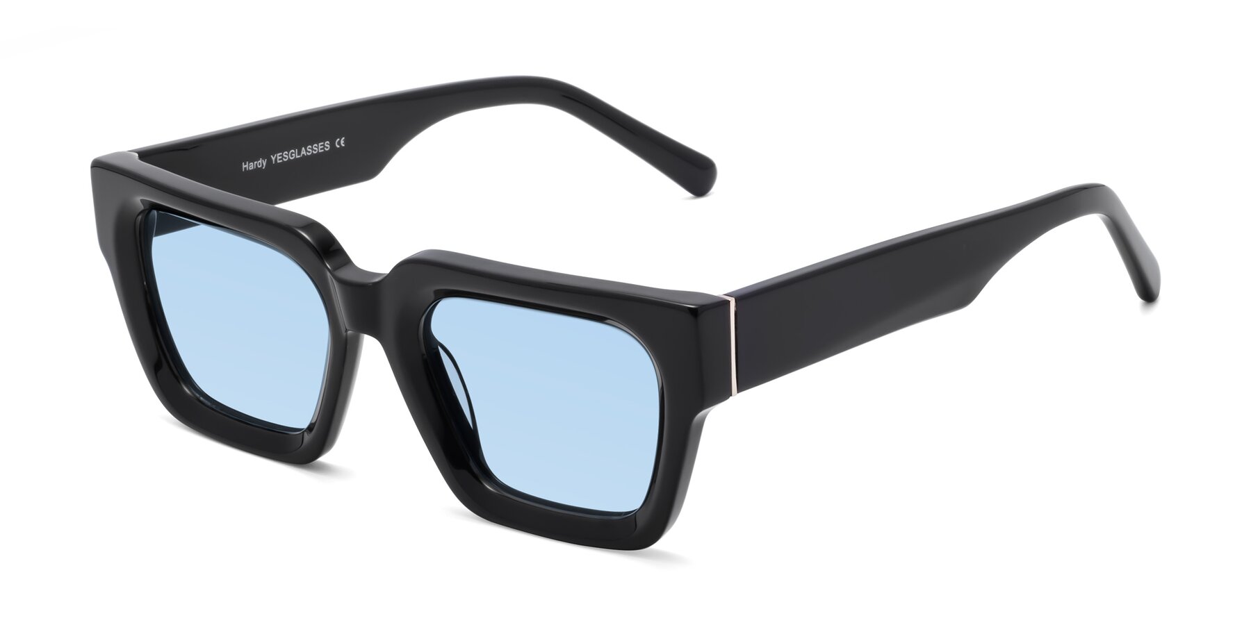 Angle of Hardy in Black with Light Blue Tinted Lenses