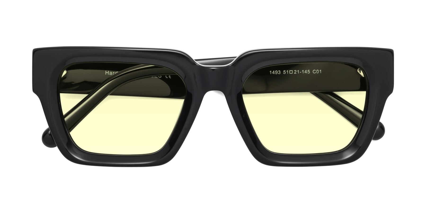 Folded Front of Hardy in Black with Light Yellow Tinted Lenses