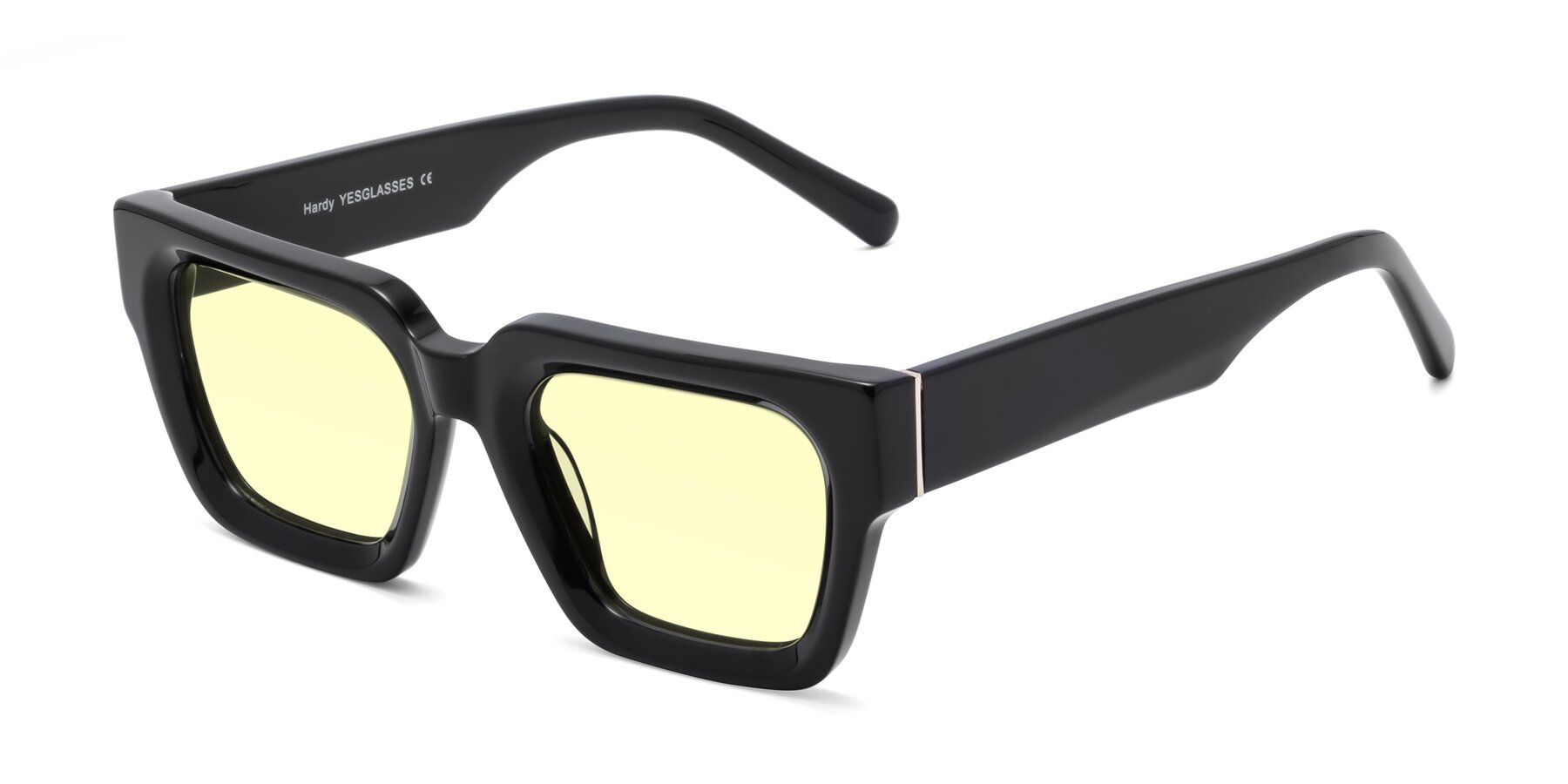 Angle of Hardy in Black with Light Yellow Tinted Lenses