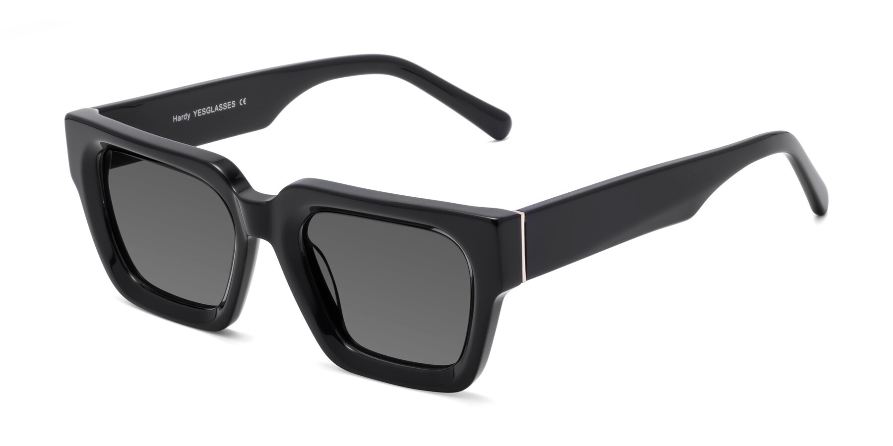 Angle of Hardy in Black with Medium Gray Tinted Lenses