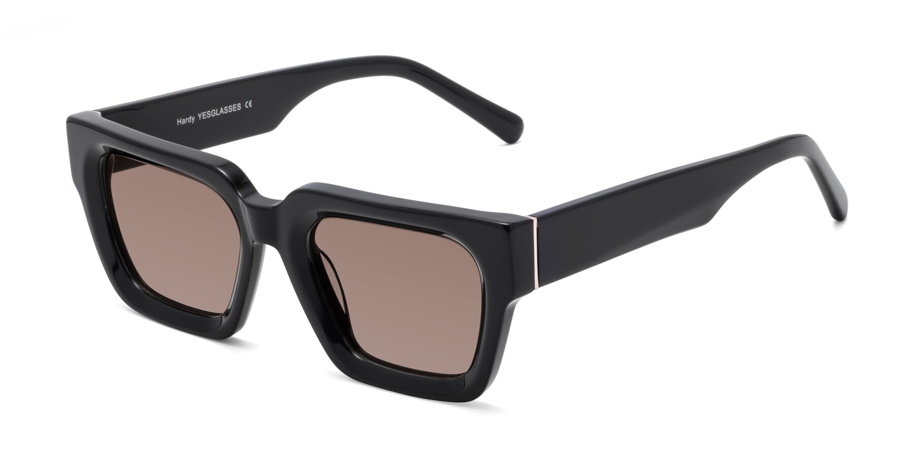 Angle of Hardy in Black with Medium Brown Tinted Lenses