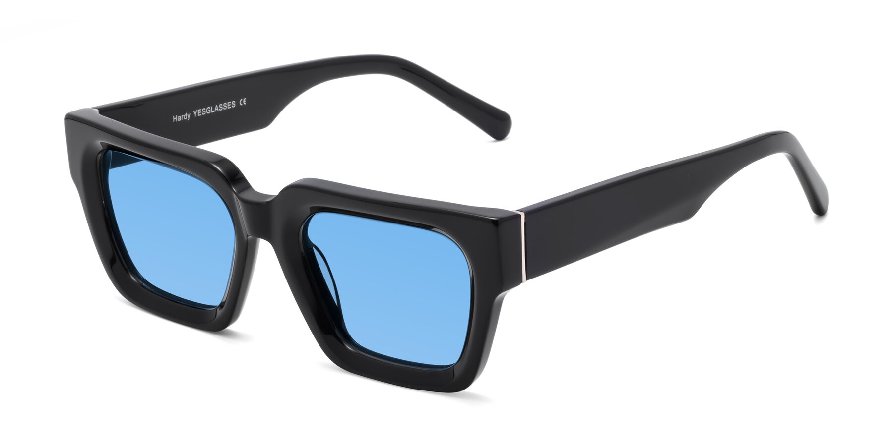 Angle of Hardy in Black with Medium Blue Tinted Lenses