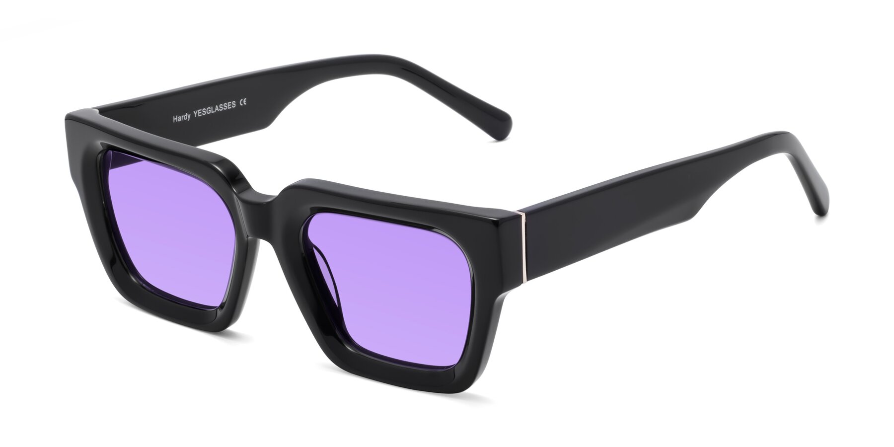 Angle of Hardy in Black with Medium Purple Tinted Lenses