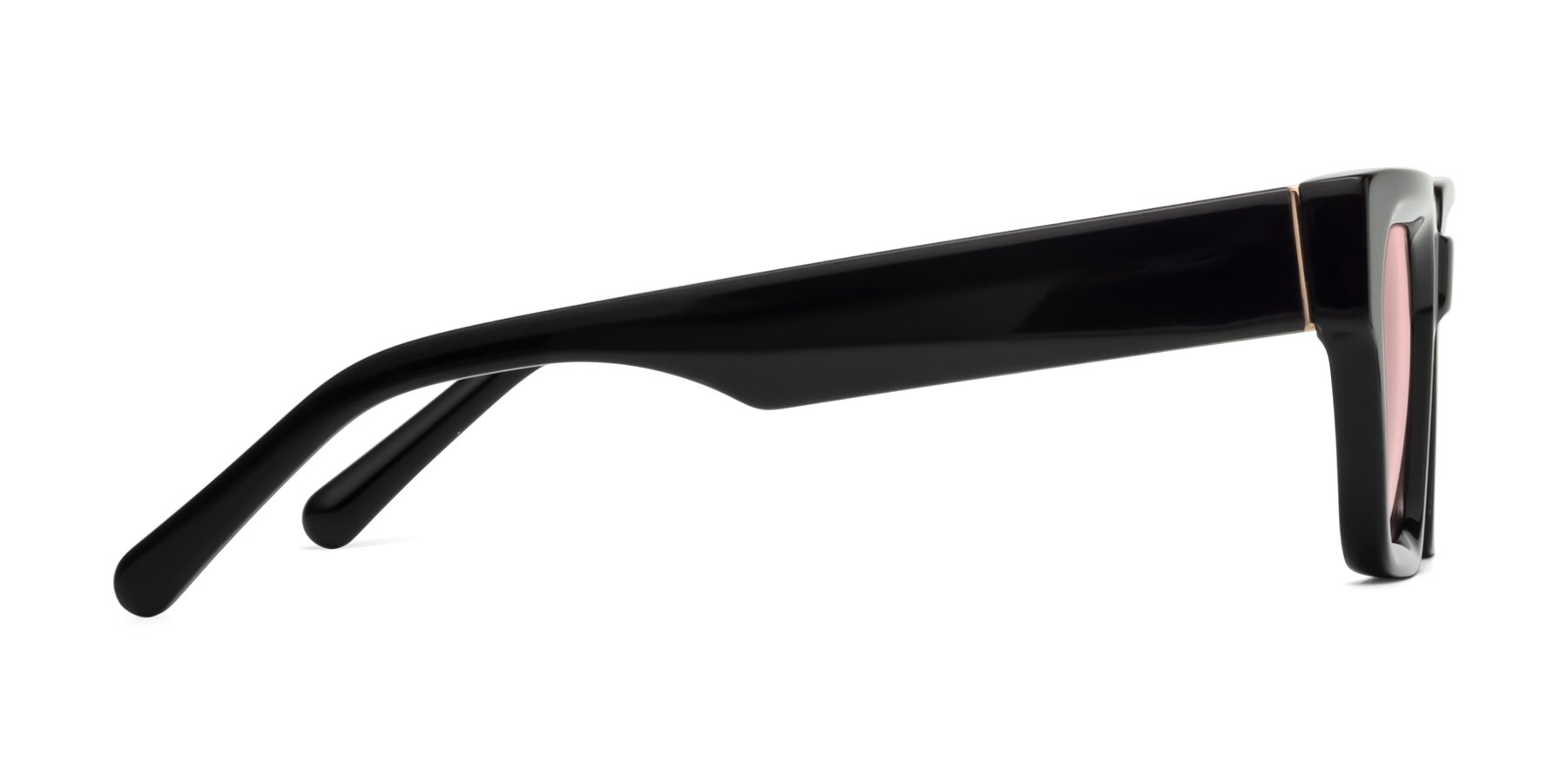 Side of Hardy in Black with Light Garnet Tinted Lenses