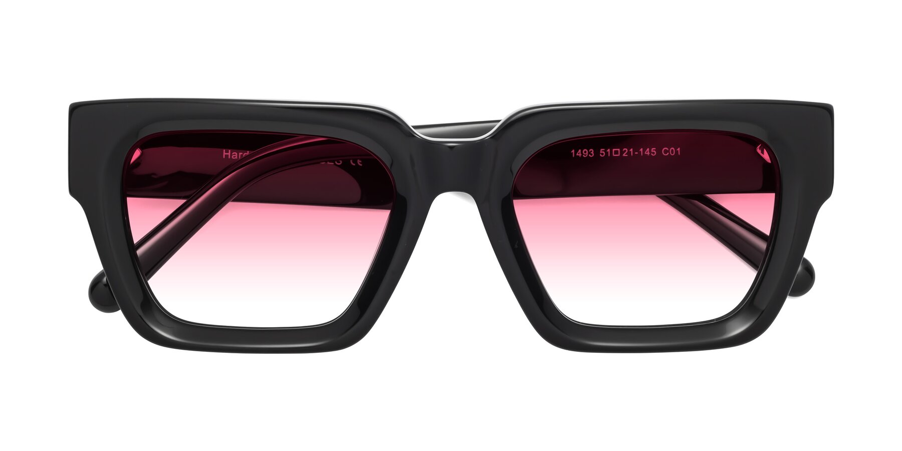 Folded Front of Hardy in Black with Pink Gradient Lenses