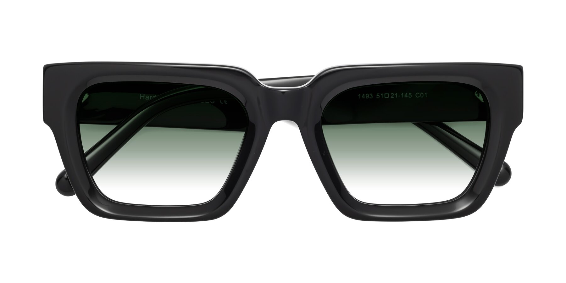 Folded Front of Hardy in Black with Green Gradient Lenses