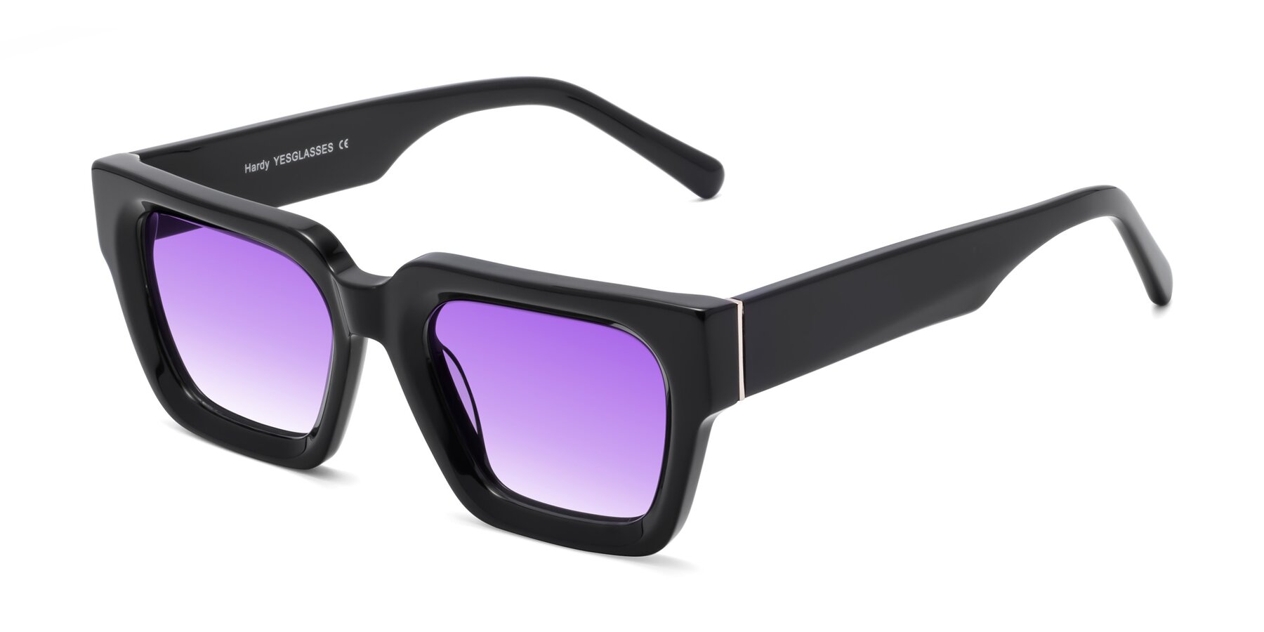 Angle of Hardy in Black with Purple Gradient Lenses