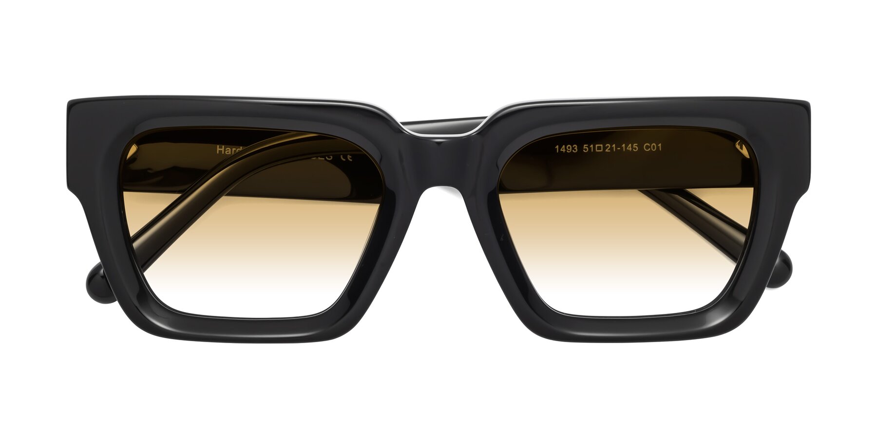 Folded Front of Hardy in Black with Champagne Gradient Lenses
