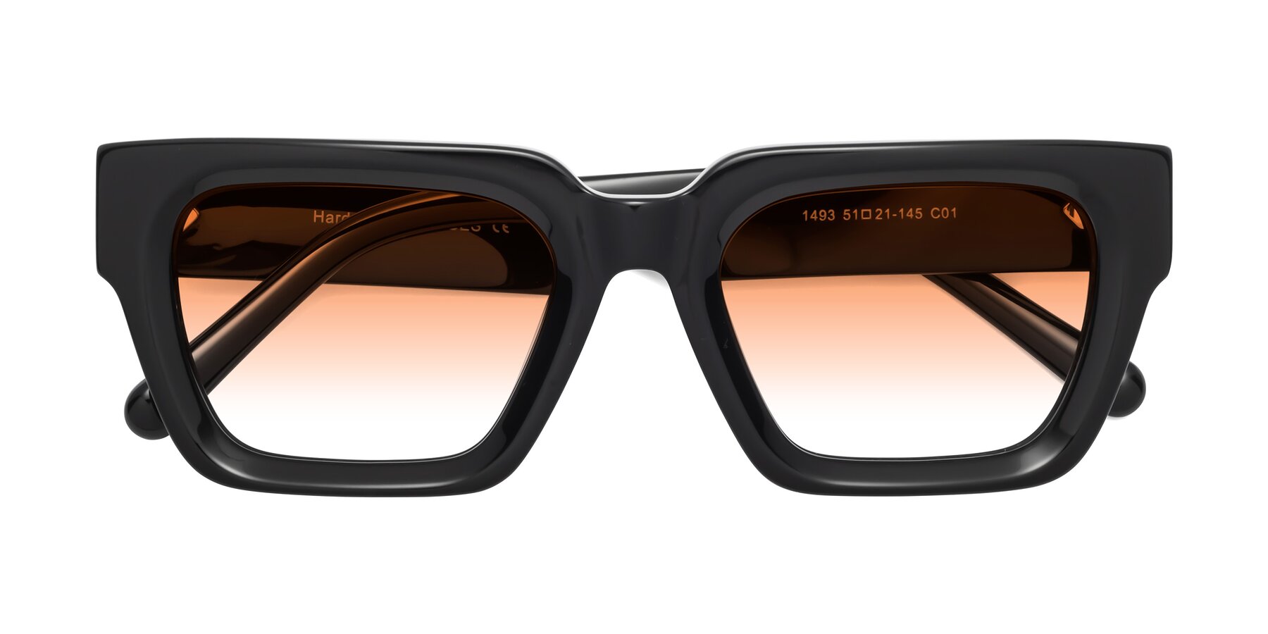 Folded Front of Hardy in Black with Orange Gradient Lenses