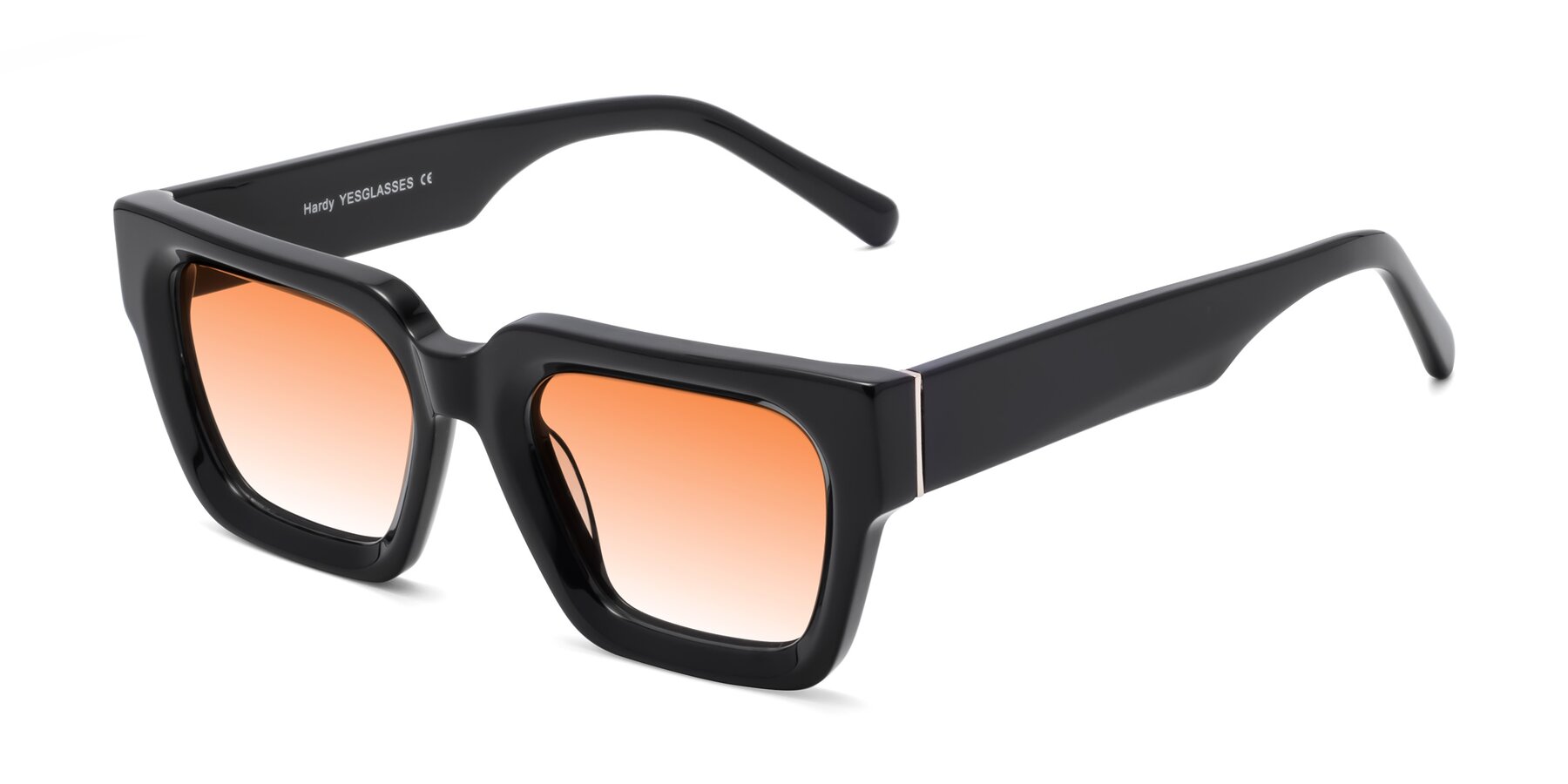 Angle of Hardy in Black with Orange Gradient Lenses