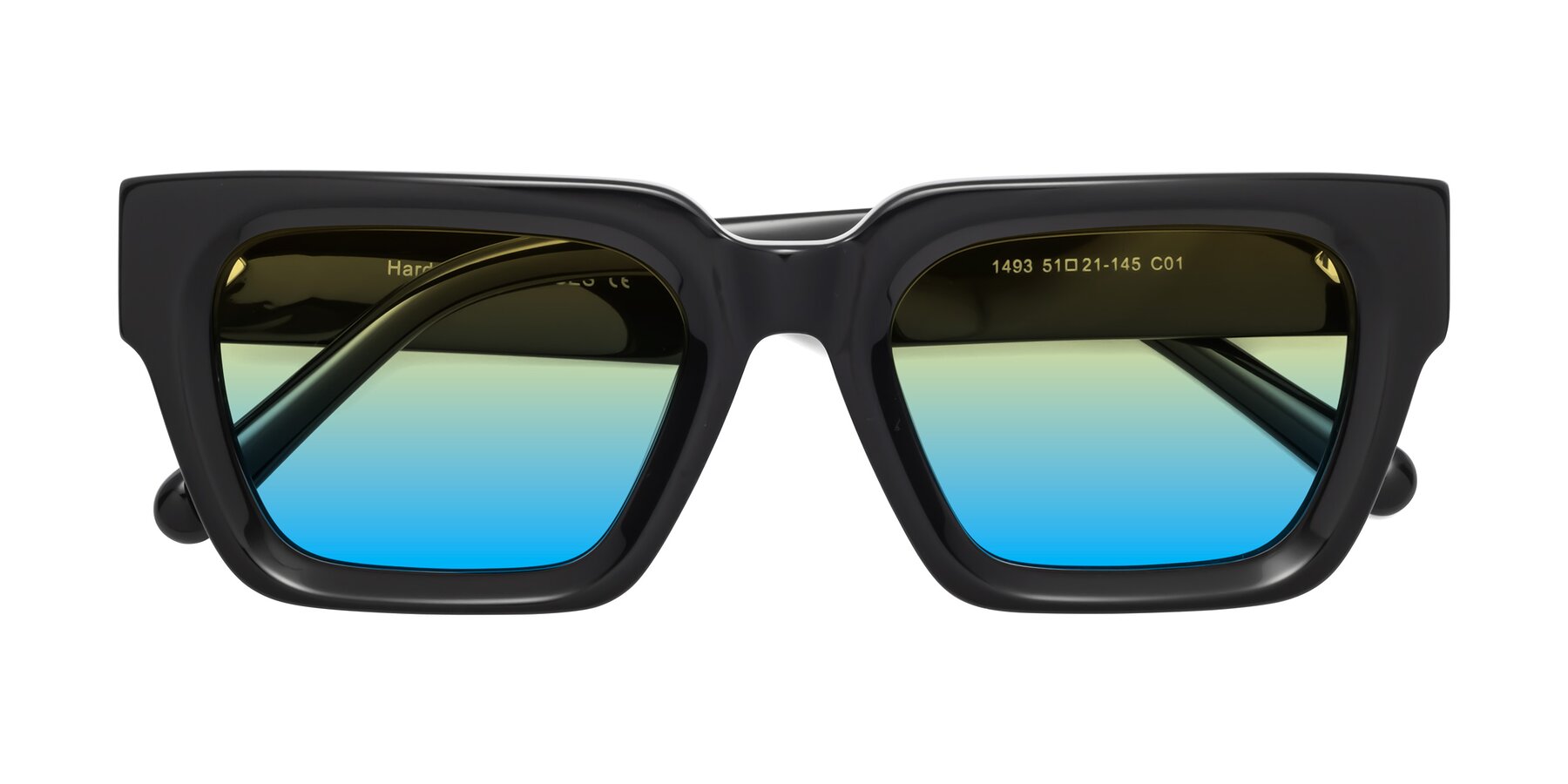 Folded Front of Hardy in Black with Yellow / Blue Gradient Lenses