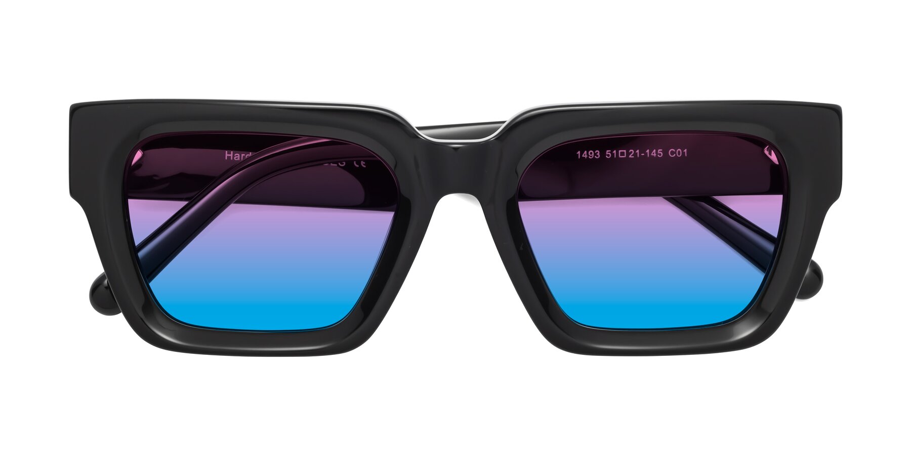 Folded Front of Hardy in Black with Pink / Blue Gradient Lenses