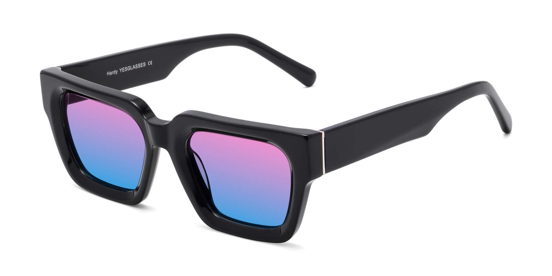 Angle of Hardy in Black with Pink / Blue Gradient Lenses