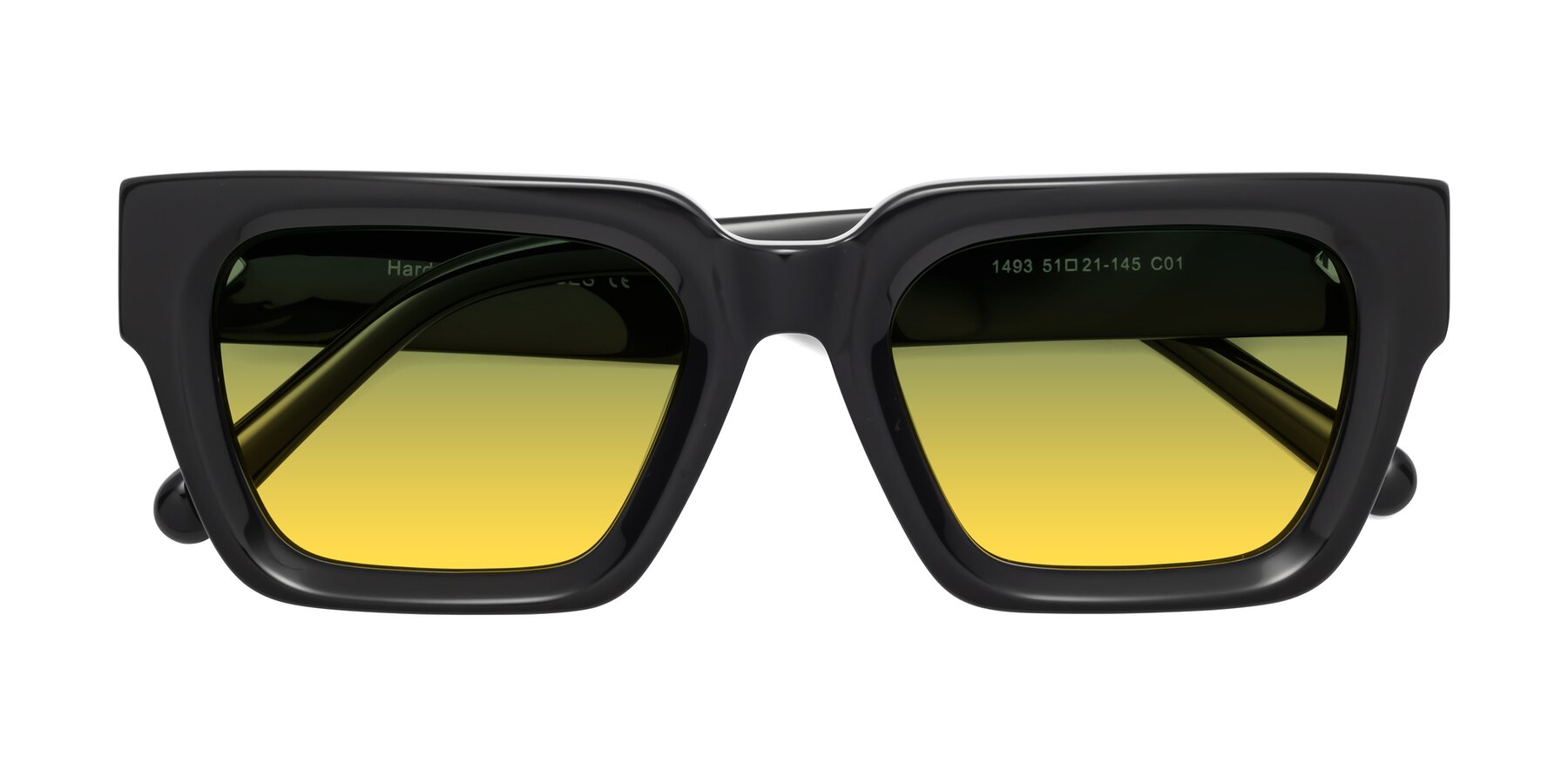 Folded Front of Hardy in Black with Green / Yellow Gradient Lenses