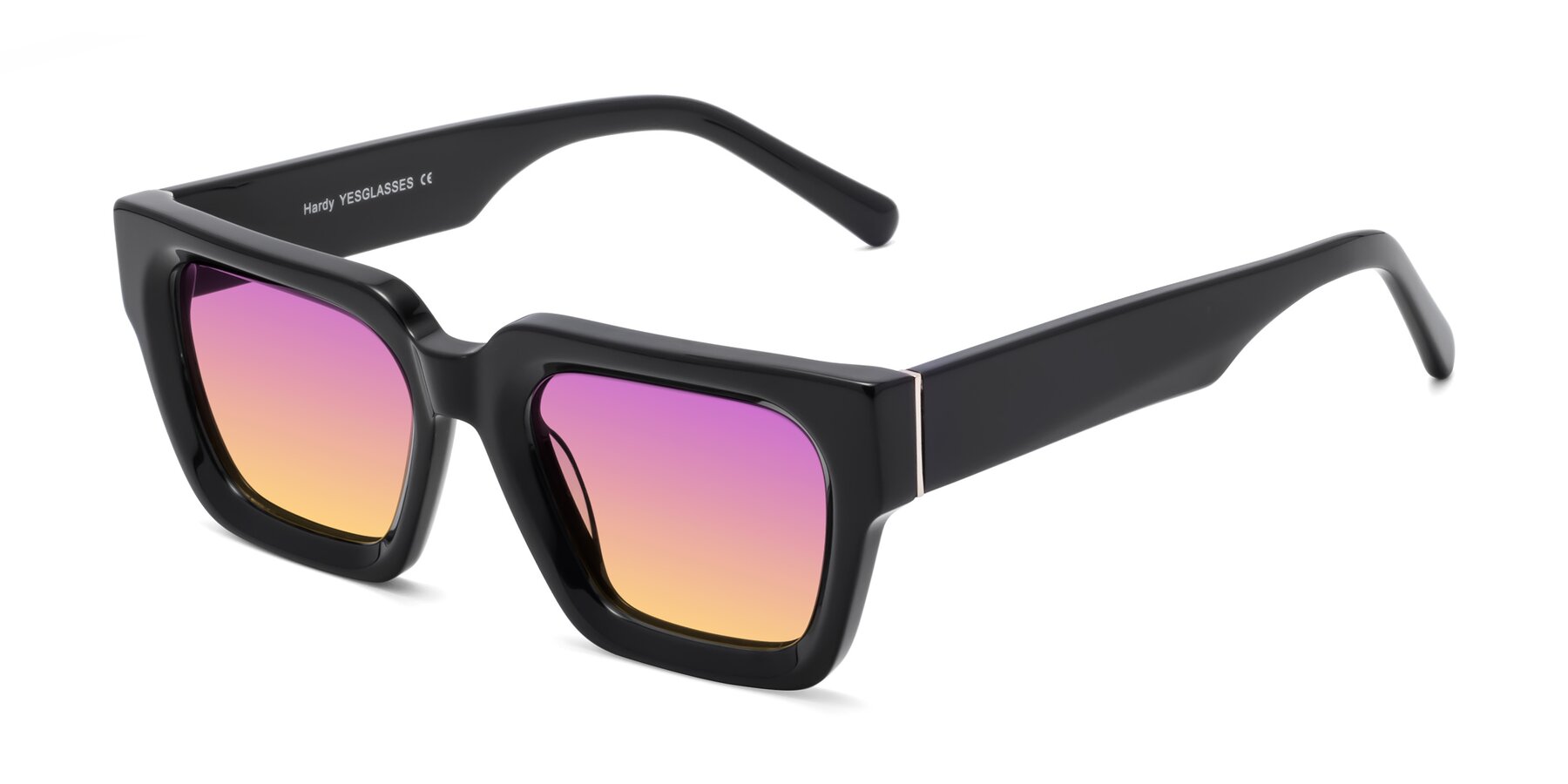 Angle of Hardy in Black with Purple / Yellow Gradient Lenses