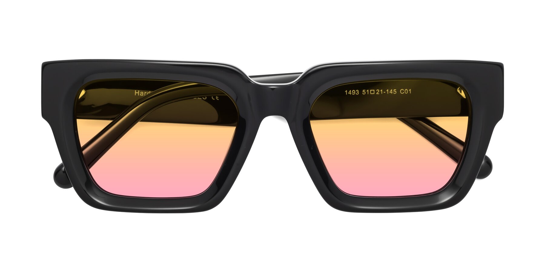 Folded Front of Hardy in Black with Yellow / Pink Gradient Lenses
