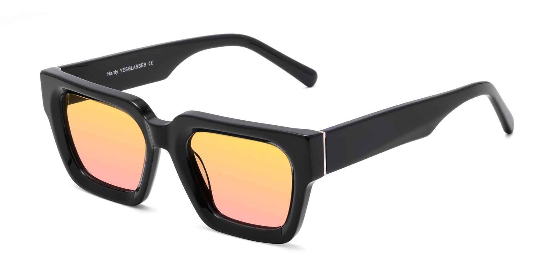 Angle of Hardy in Black with Yellow / Pink Gradient Lenses
