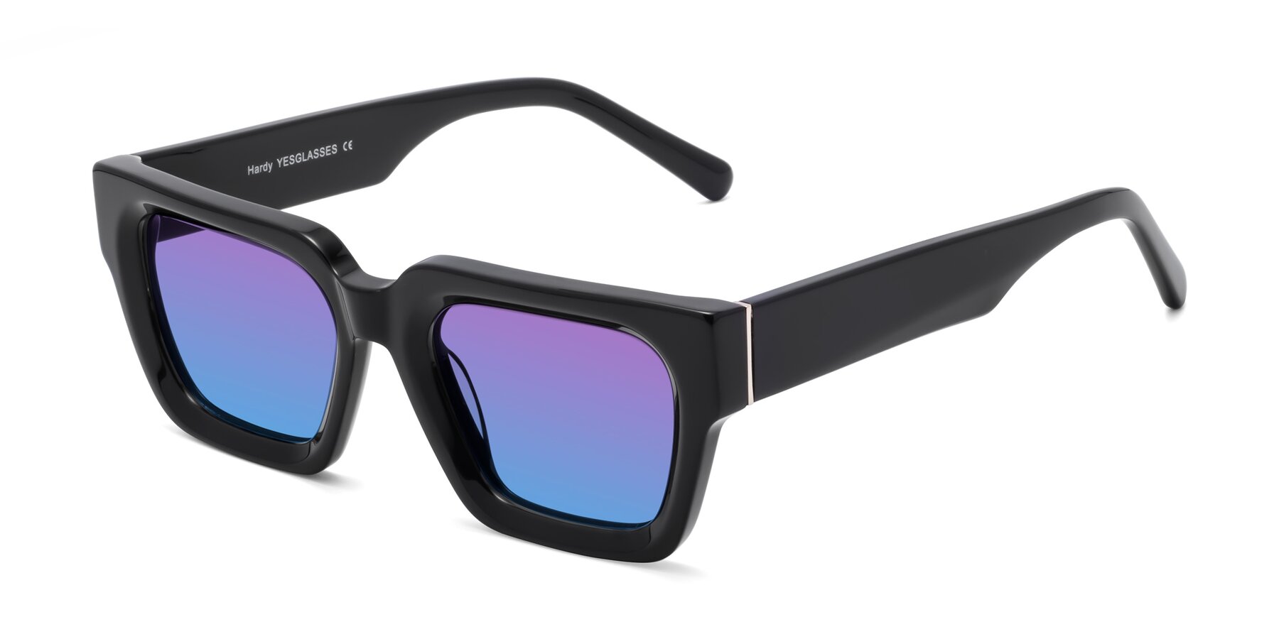 Angle of Hardy in Black with Purple / Blue Gradient Lenses