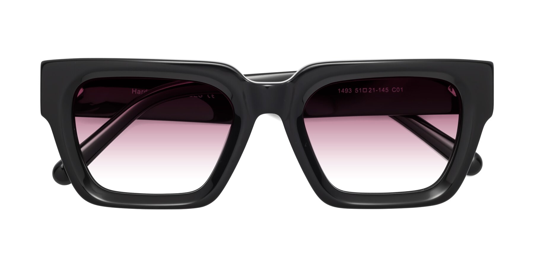 Folded Front of Hardy in Black with Wine Gradient Lenses