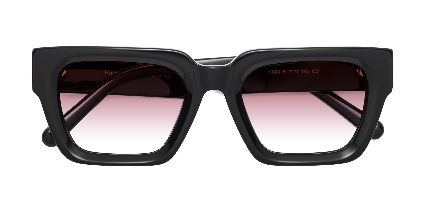 Folded Front of Hardy in Black with Garnet Gradient Lenses