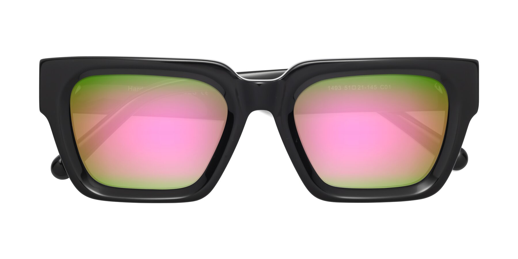 Folded Front of Hardy in Black with Pink Mirrored Lenses
