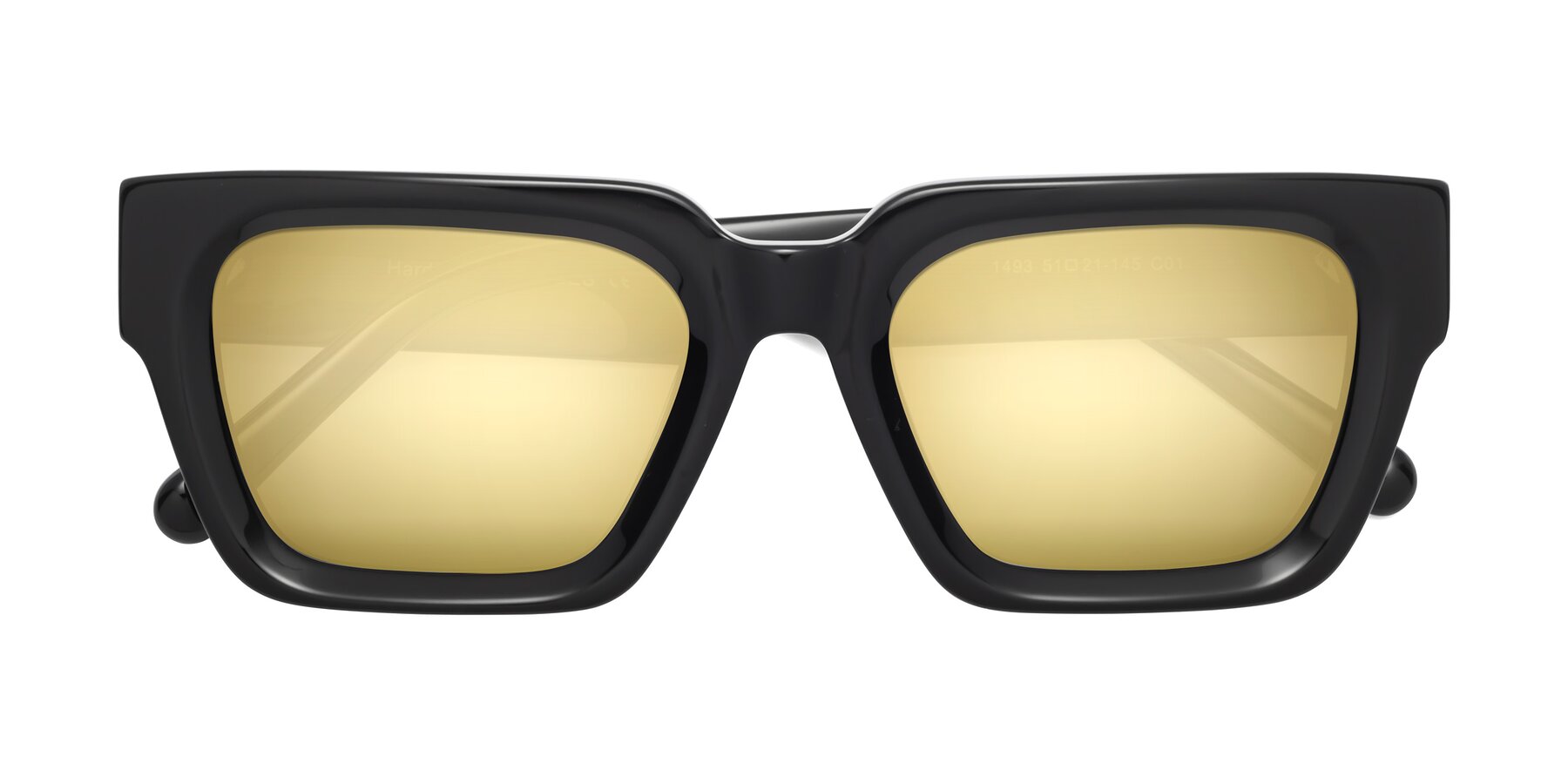 Folded Front of Hardy in Black with Gold Mirrored Lenses