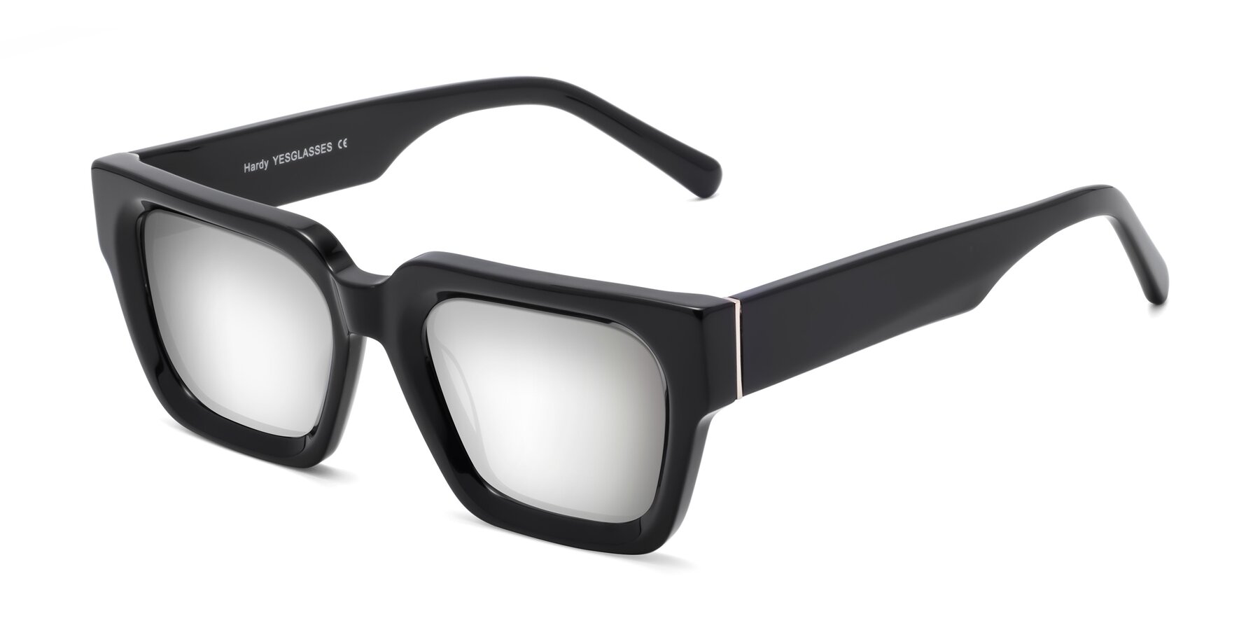 Angle of Hardy in Black with Silver Mirrored Lenses