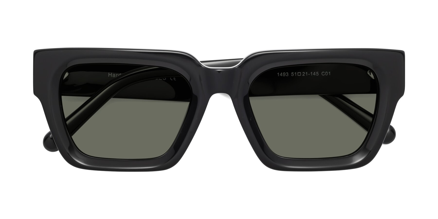 Folded Front of Hardy in Black with Gray Polarized Lenses