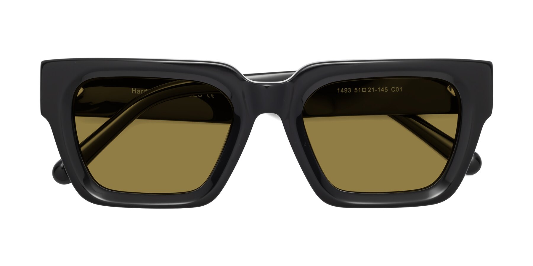 Folded Front of Hardy in Black with Brown Polarized Lenses
