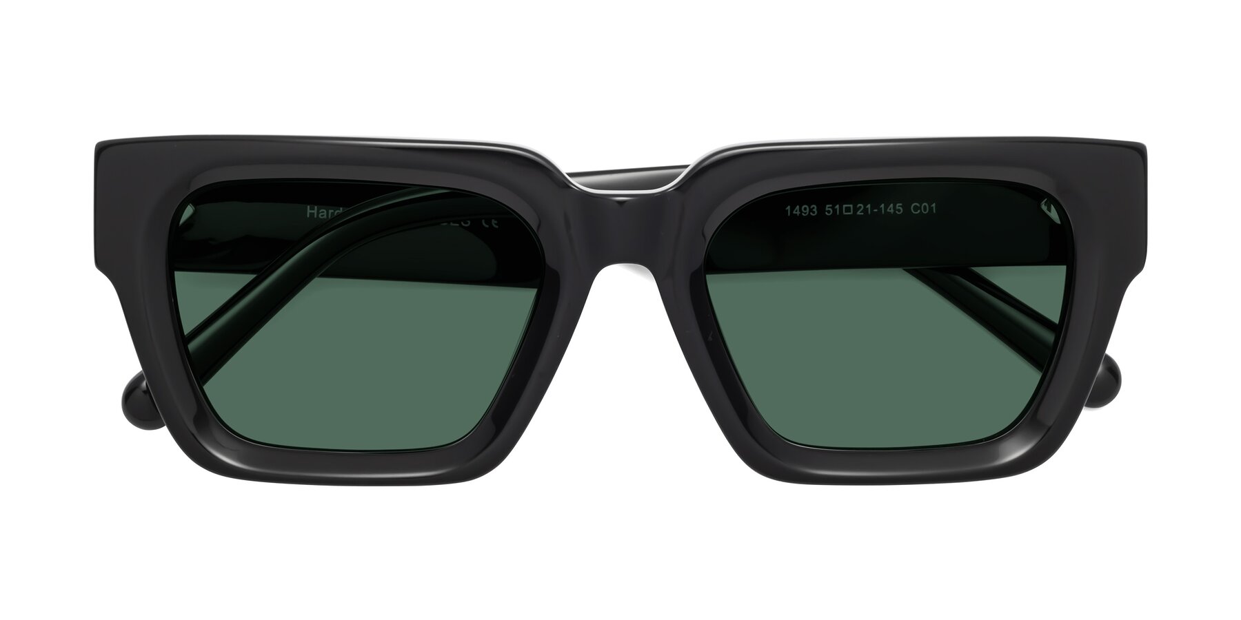 Folded Front of Hardy in Black with Green Polarized Lenses