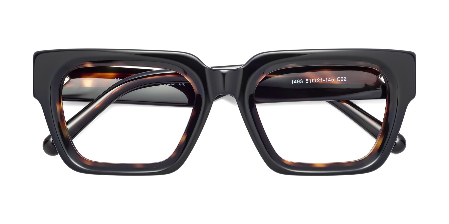 Folded Front of Hardy in Tortoise with Clear Eyeglass Lenses