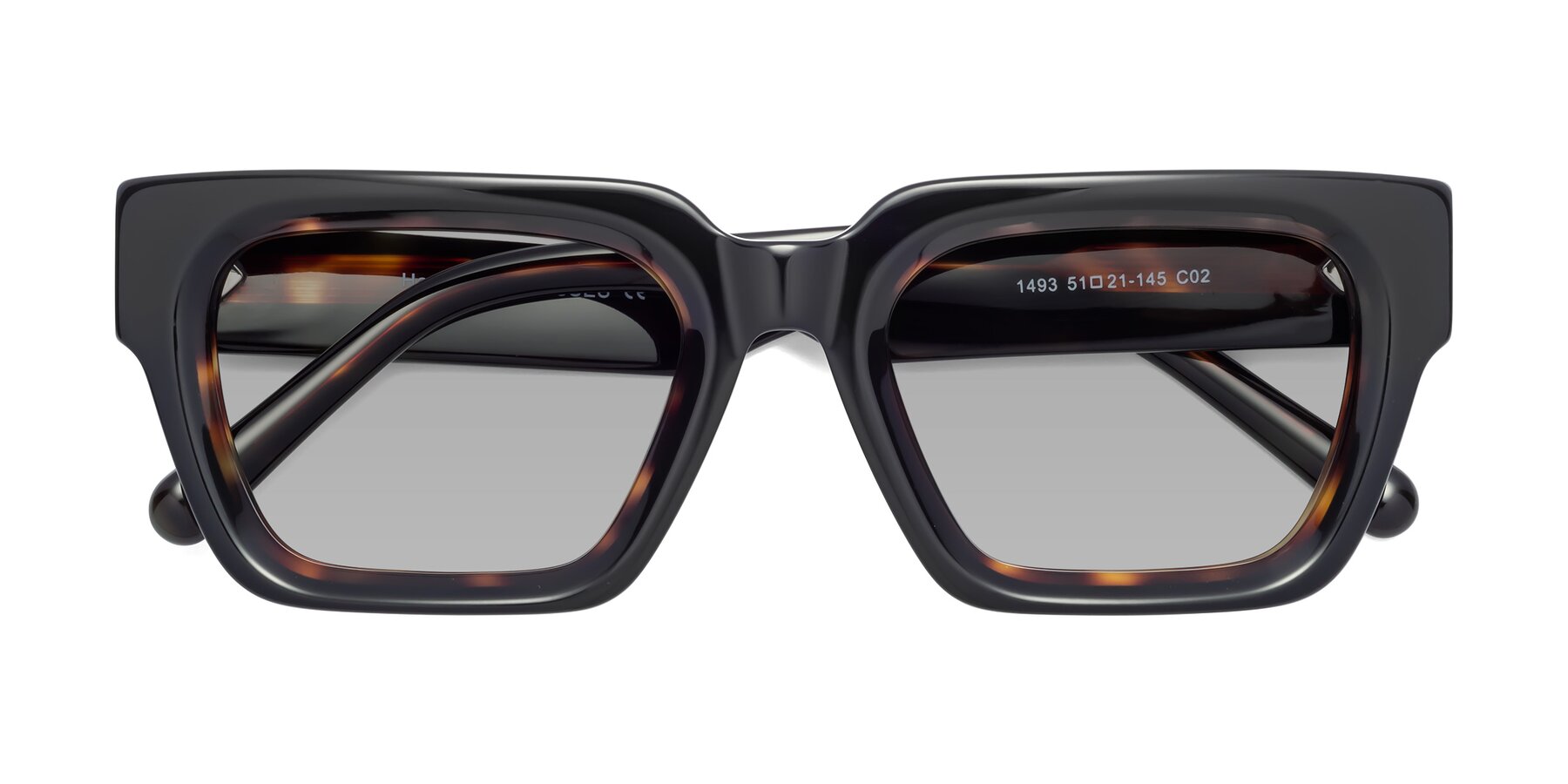 Folded Front of Hardy in Tortoise with Light Gray Tinted Lenses
