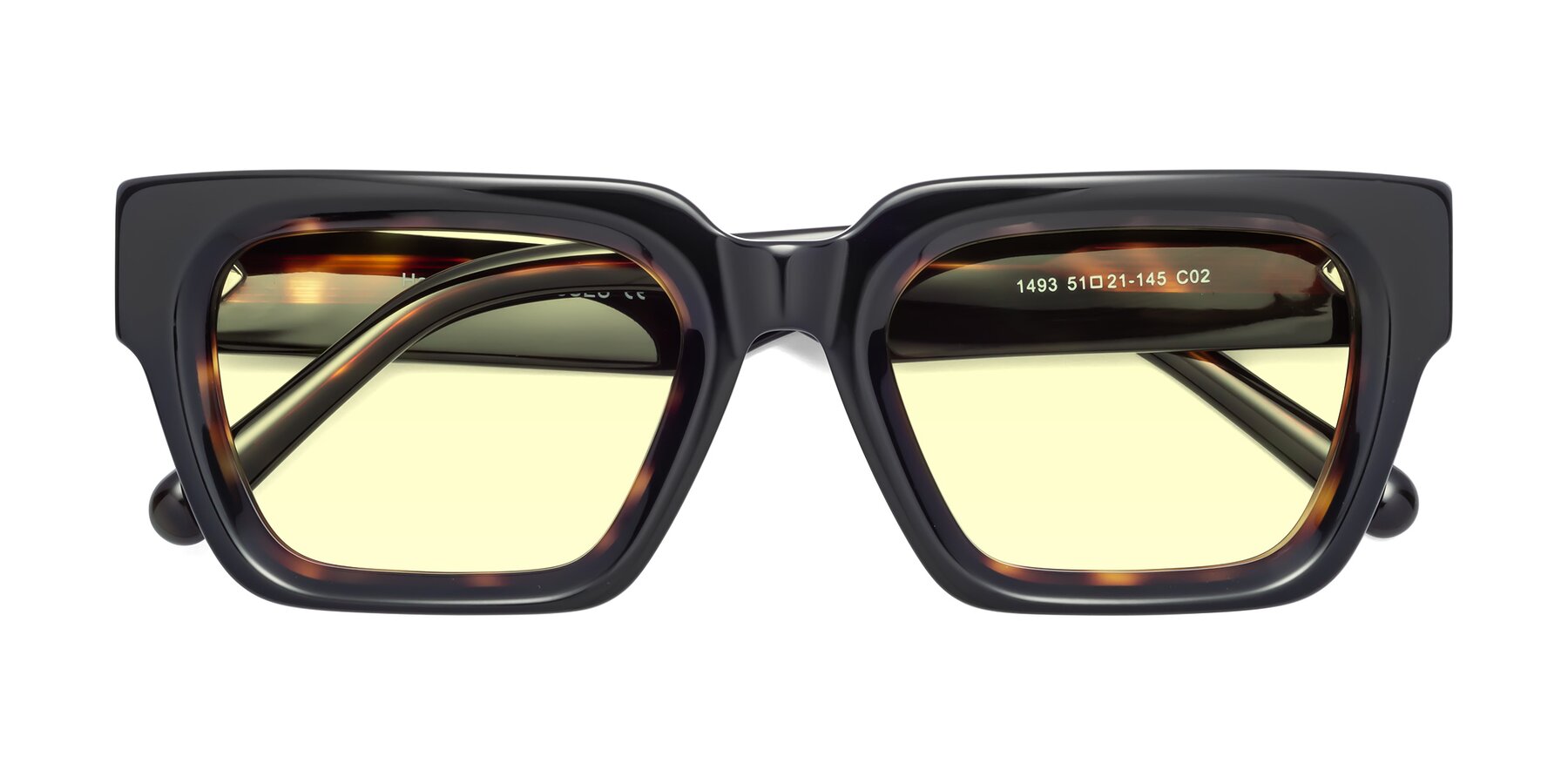 Folded Front of Hardy in Tortoise with Light Yellow Tinted Lenses