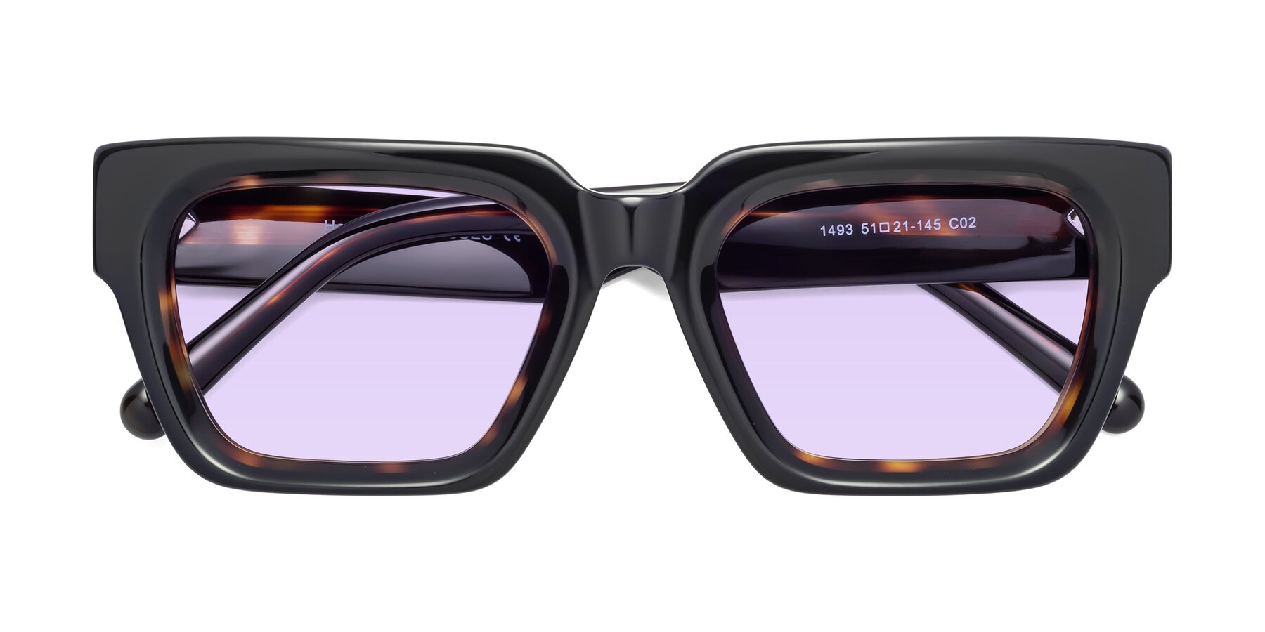 Folded Front of Hardy in Tortoise with Light Purple Tinted Lenses