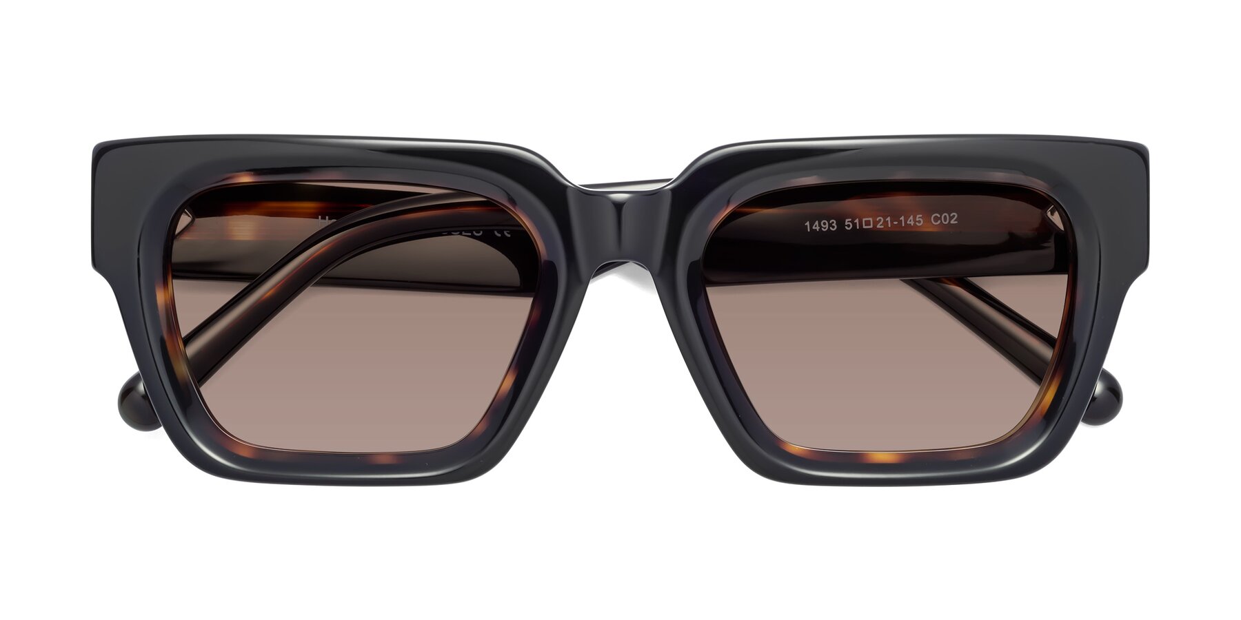 Folded Front of Hardy in Tortoise with Medium Brown Tinted Lenses
