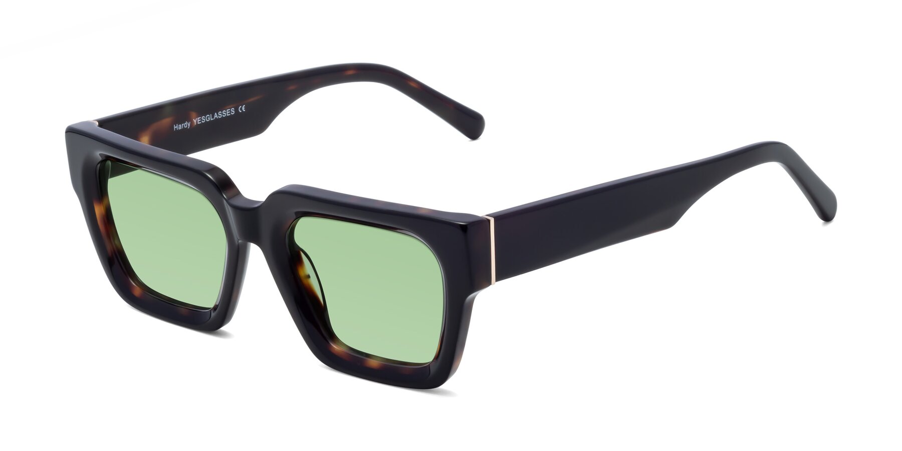 Angle of Hardy in Tortoise with Medium Green Tinted Lenses