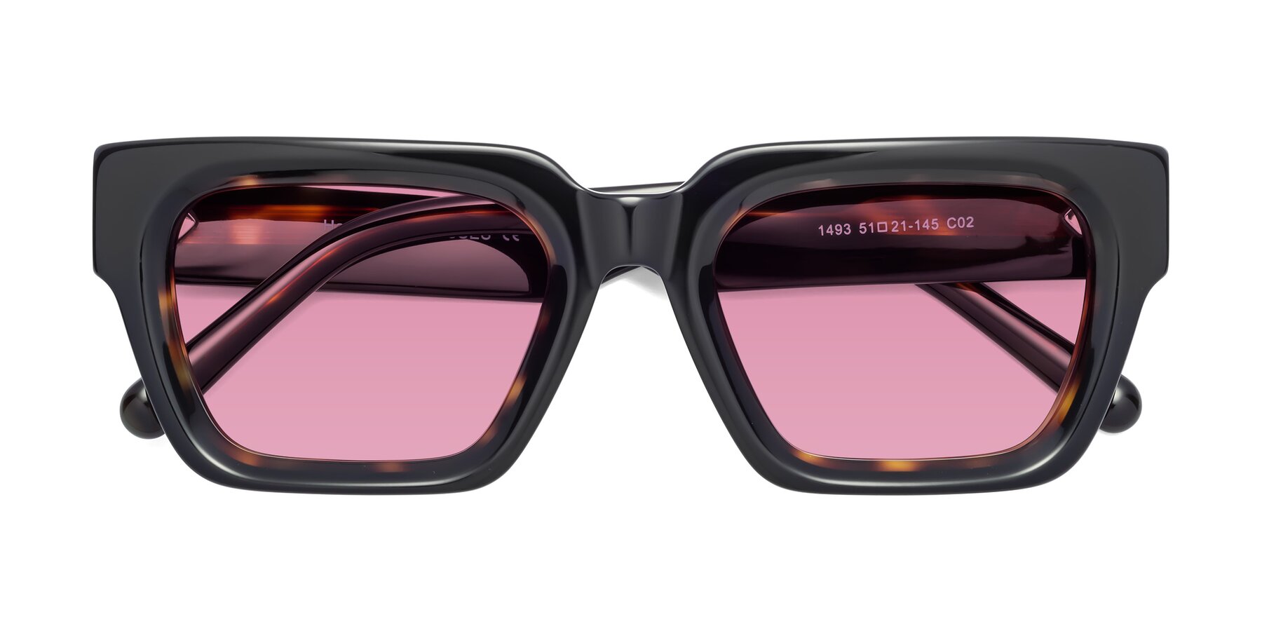 Folded Front of Hardy in Tortoise with Medium Wine Tinted Lenses