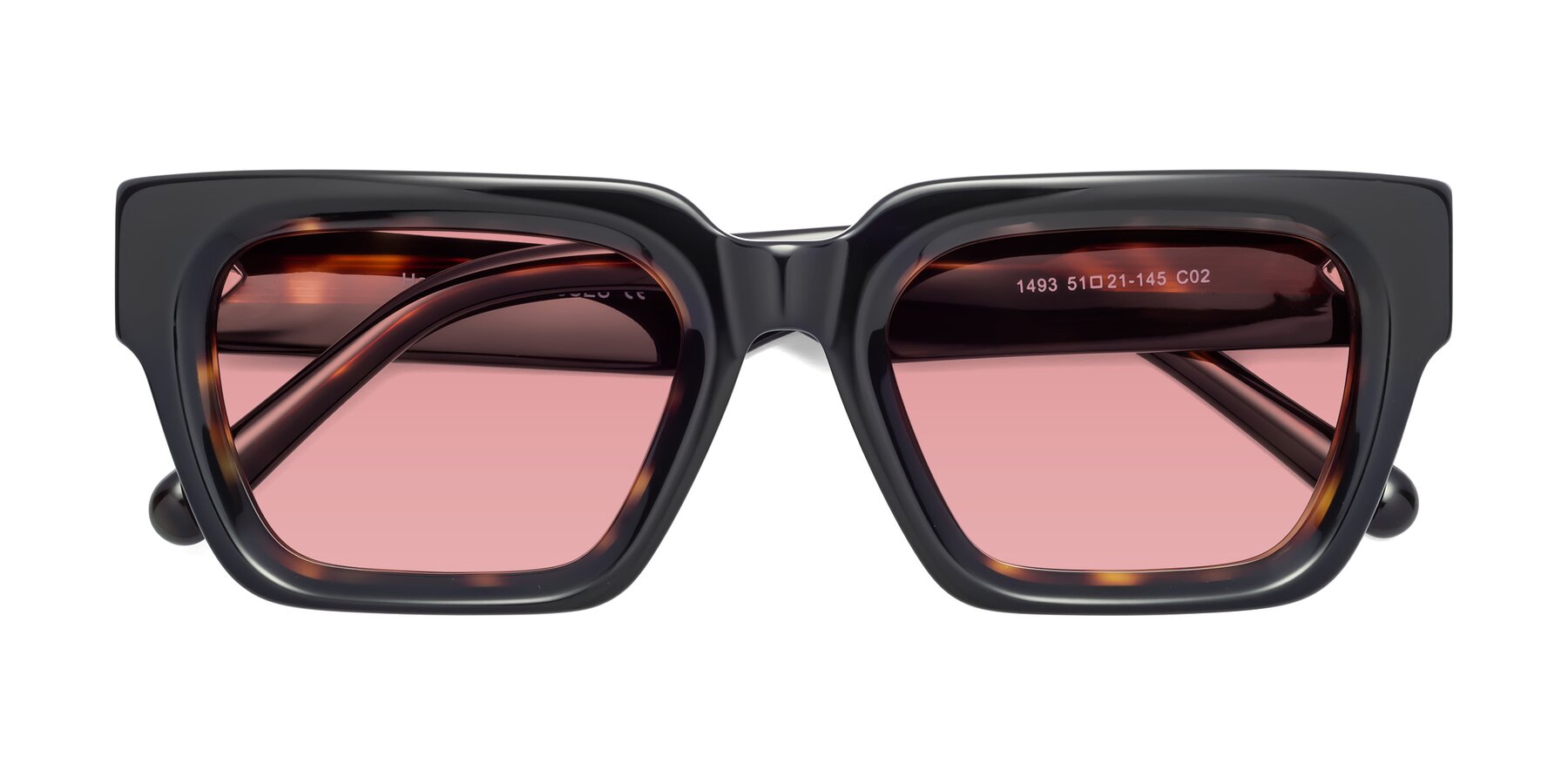 Folded Front of Hardy in Tortoise with Medium Garnet Tinted Lenses