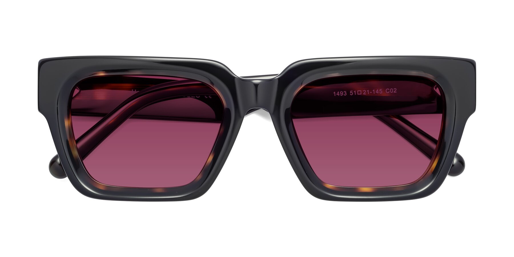 Folded Front of Hardy in Tortoise with Wine Tinted Lenses