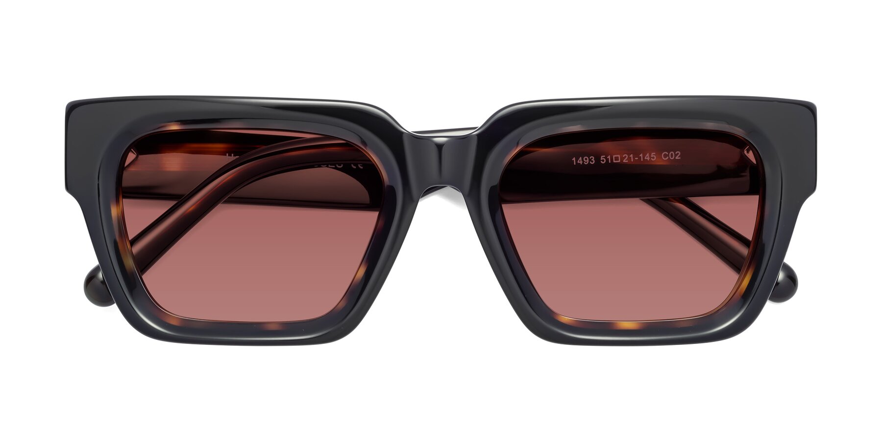 Folded Front of Hardy in Tortoise with Garnet Tinted Lenses