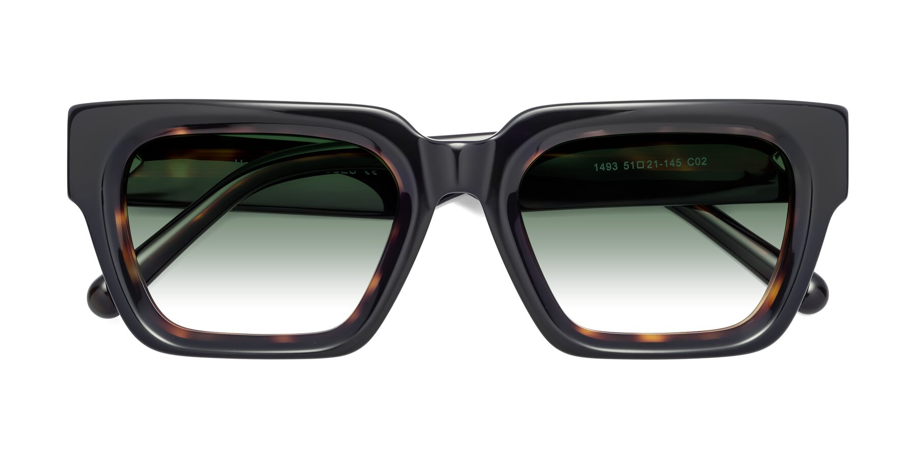 Folded Front of Hardy in Tortoise with Green Gradient Lenses