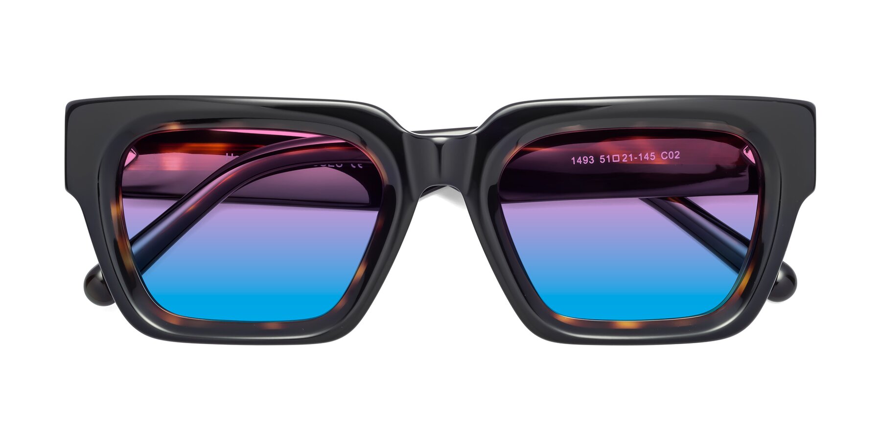 Folded Front of Hardy in Tortoise with Pink / Blue Gradient Lenses