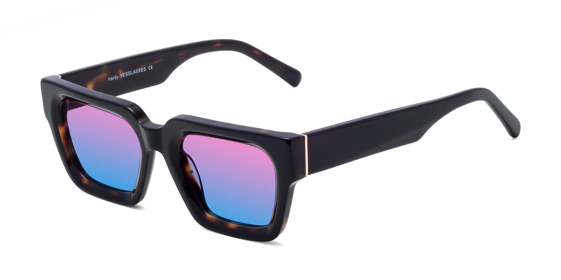 Angle of Hardy in Tortoise with Pink / Blue Gradient Lenses